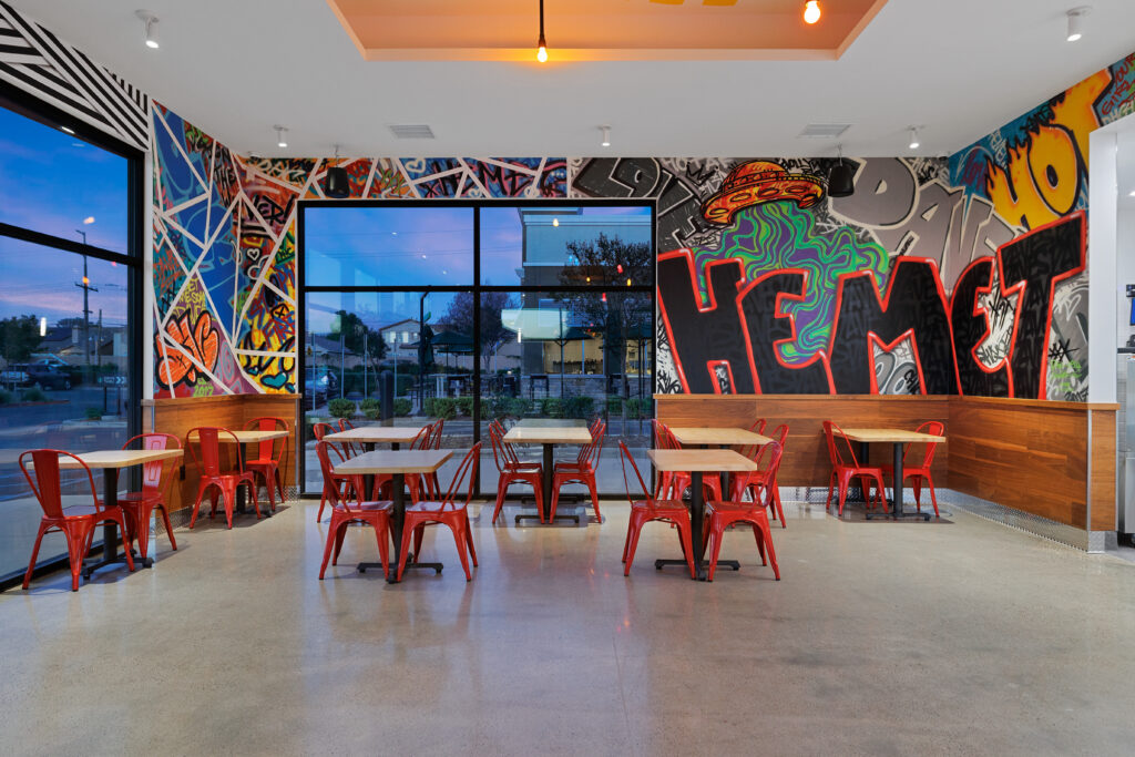 Interior shot of Dave's Hot Chicken in Hemet CA